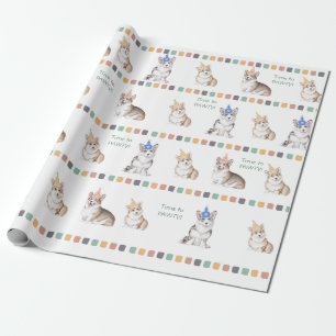 Customisable Time to PAWTY Corgi Wrapping Paper