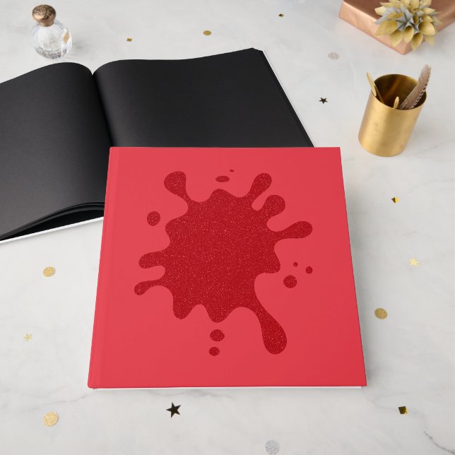 Customisable Tomato Red Ink Splash Guestbook (Front Open)