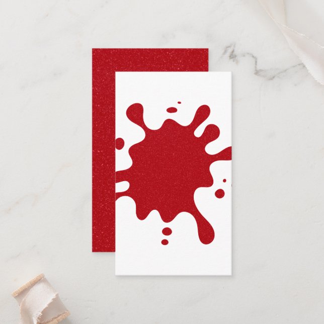 Customisable Tomato Red Splash Flat Place Card (Front/Back In Situ)