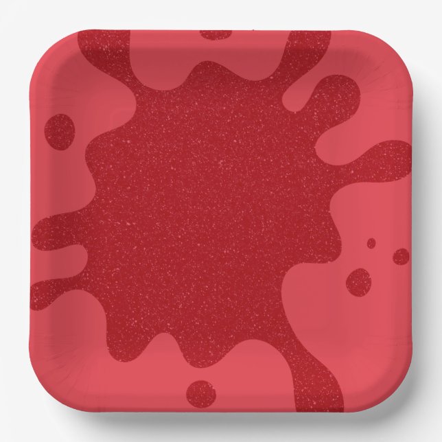 Customisable Tomato Red Splatter Party Paper Plate (Front)