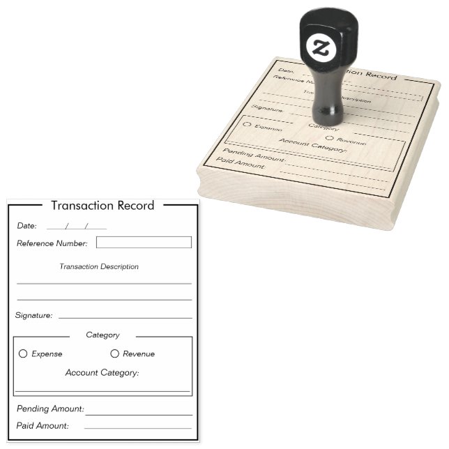 Customisable Transaction Record Template Rubber Stamp (Stamped)
