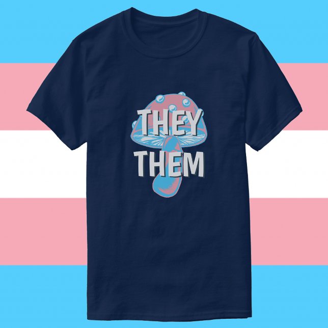Customisable Transgener Flag Mushroom Pronouns T-Shirt (Creator Uploaded)