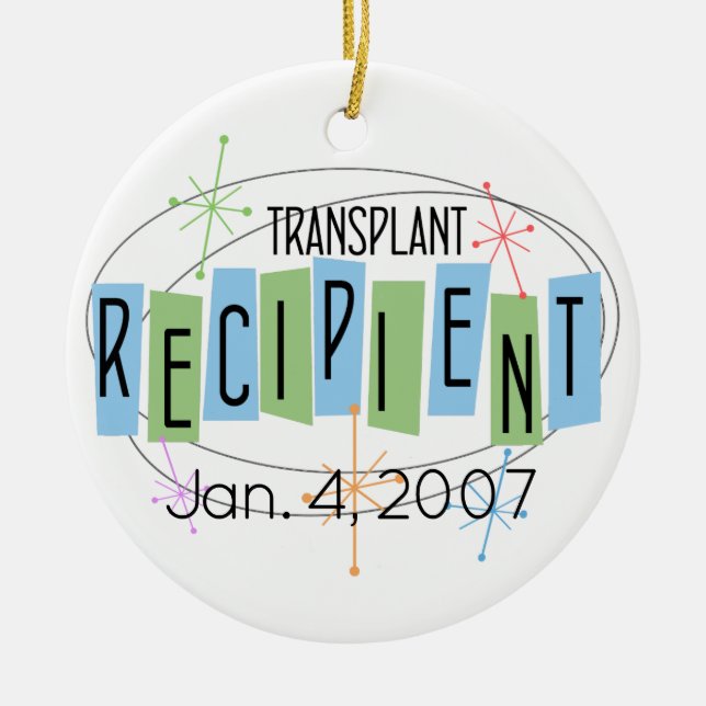 Customisable Transplant Recipient and Custom Photo Ceramic Ornament (Front)