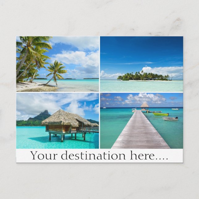 Customisable travel photo collage postcard (Front)