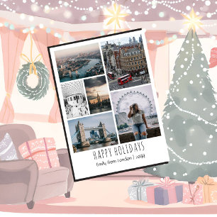 Customisable Travel Photo Grid Holiday Card