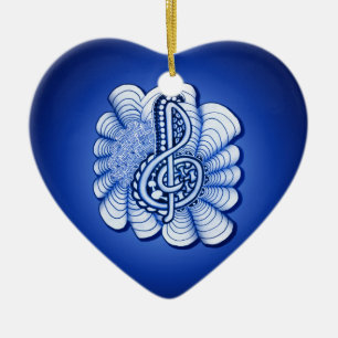 Customisable Treble Clef Music Design Ceramic Ornament