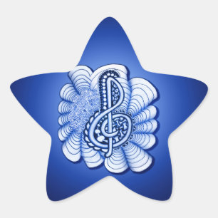 Customisable Treble Clef Music Design Star Sticker
