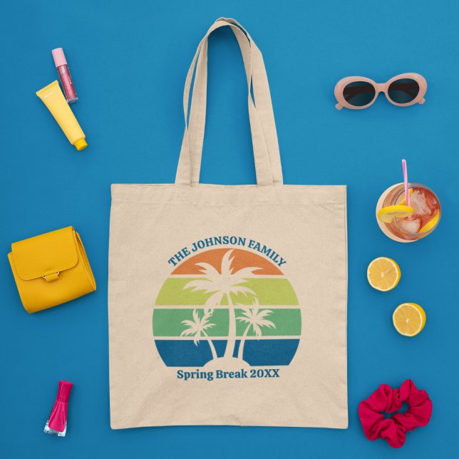 Customisable Tropical Beach Palm Trees Family Trip Tote Bag (Creator Uploaded)