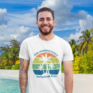 Customisable Tropical Island Palm Tree Family Trip T-Shirt