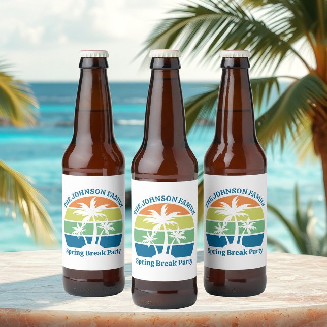 Customisable Tropical Island Palm Trees Party Beer Bottle Label (Creator Uploaded)