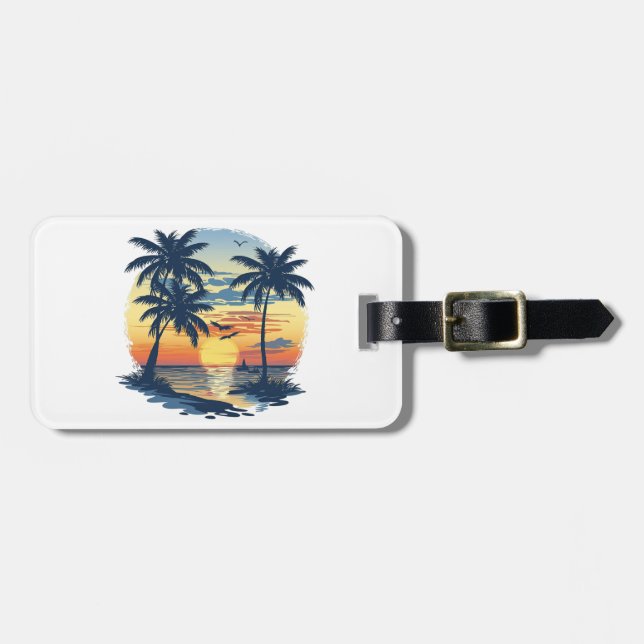 Customisable tropical scenery luggage tag (Front Horizontal)