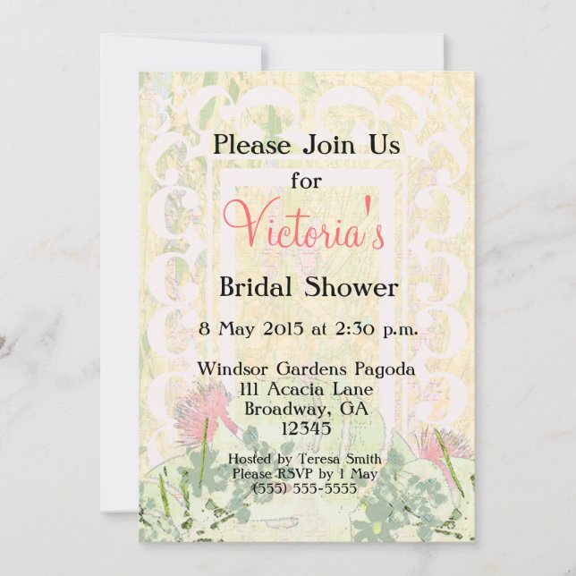 Customisable Tropical Victorian Bridal Party - Invitation (Front)