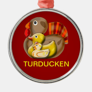 Customisable Turducken Design Metal Ornament