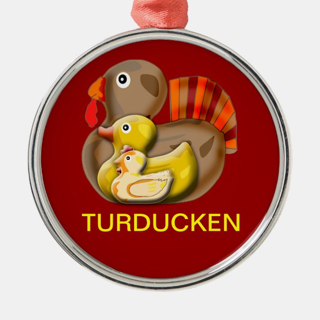 Customisable Turducken Design Metal Ornament (Front)