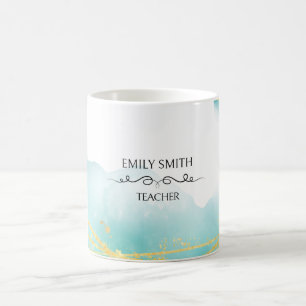 Customisable turquoise watercolor abstract modern coffee mug