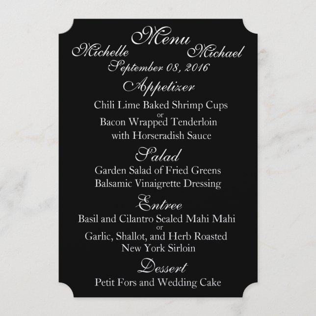 Customisable Two Sided WEDDING MENU (Front)
