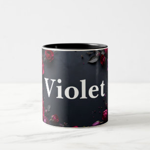 Customisable two tone floral design coffee mug