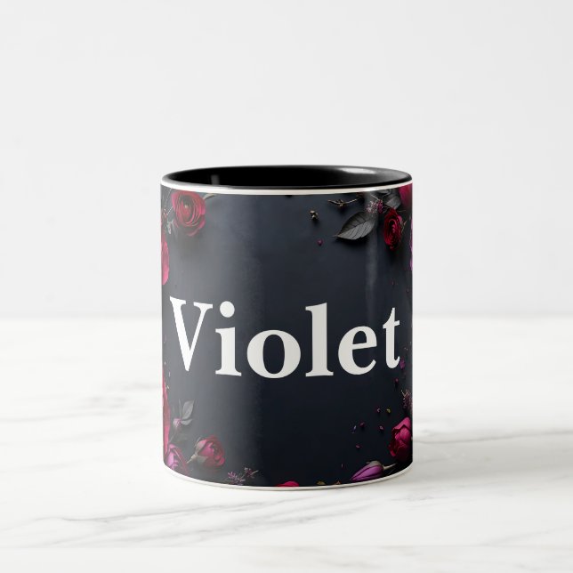 Customisable two tone floral design coffee mug (Center)