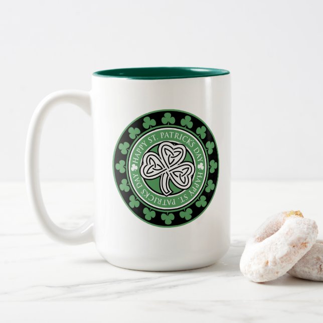 Customisable Two-Tone St. Patrick's Day Mug 15 oz  (With Donut)