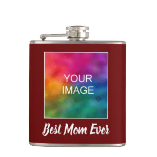 Customisable Typography Script Best Mum Ever Hip Flask