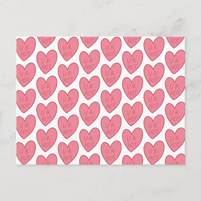 Customisable U R Hot Funny Candy Hearts Postcard (Front)