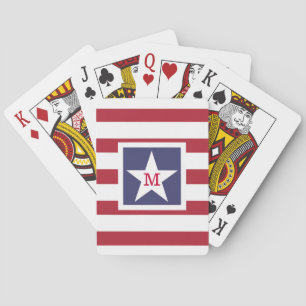 Customisable U.S.A. Flag Monogram Playing Cards
