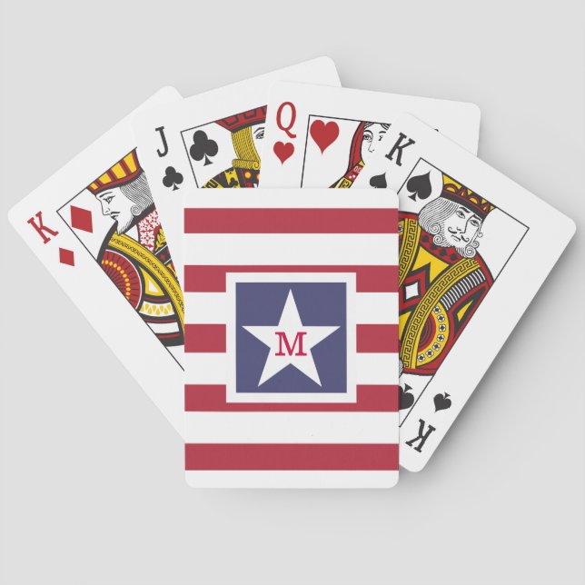 Customisable U.S.A. Flag Monogram Playing Cards (Back)