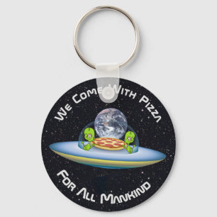 Customisable UFO Pizza Delivery Key Ring