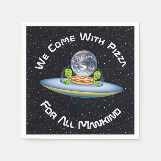 Customisable UFO Pizza Delivery Napkin (Front)