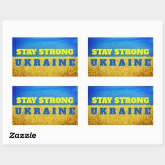 Customisable Ukraine blue sky yellow wheat field Rectangular Sticker