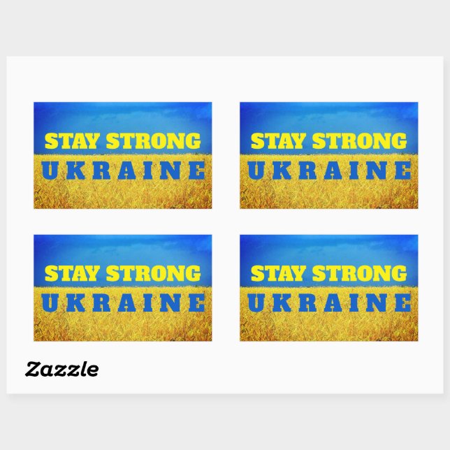 Customisable Ukraine blue sky yellow wheat field Rectangular Sticker (Sheet)