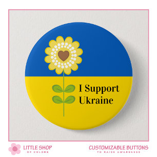 Customisable Ukraine Support Sunflower 7.5 Cm Round Badge
