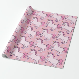 Customisable Unicorn and Hearts Pattern Wrapping Paper