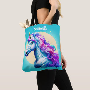 Customisable Unicorn Moonlight: Your Name in Stars Tote Bag