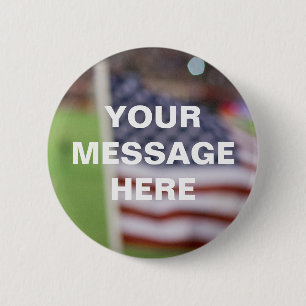 Customisable US Flag Background Template 6 Cm Round Badge