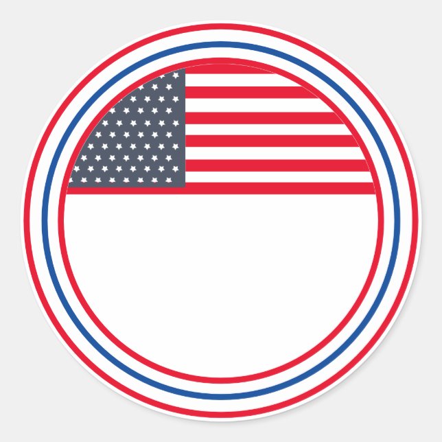 Customisable USA Flag 4th of July Classic Round Sticker (Front)