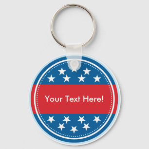 Customisable USA Flag Seal - Blue Key Ring