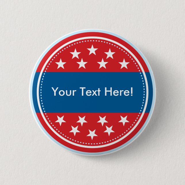 Customisable USA Flag Seal - Red 6 Cm Round Badge (Front)