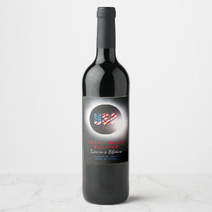Customisable USA Total solar eclipse 2017 2024 Wine Label