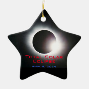 Customisable USA Total solar eclipse  2024 Ceramic Ornament