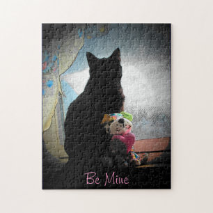 Customisable Valenpuzzle  Kitty and Plush Jigsaw Puzzle