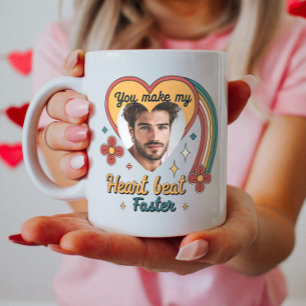 Customisable Valentine Retro Heartbeat, Custom Coffee Mug