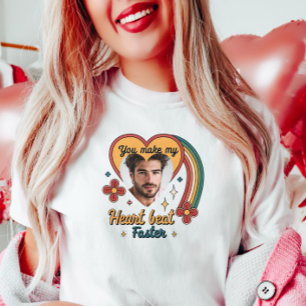 Customisable Valentine  Retro Heartbeat, Custom  T-Shirt