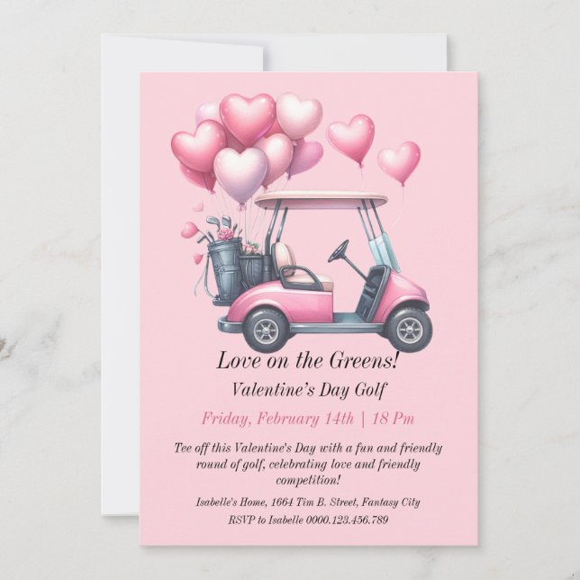 Customisable Valentine’s Day Golf invitation (Front)