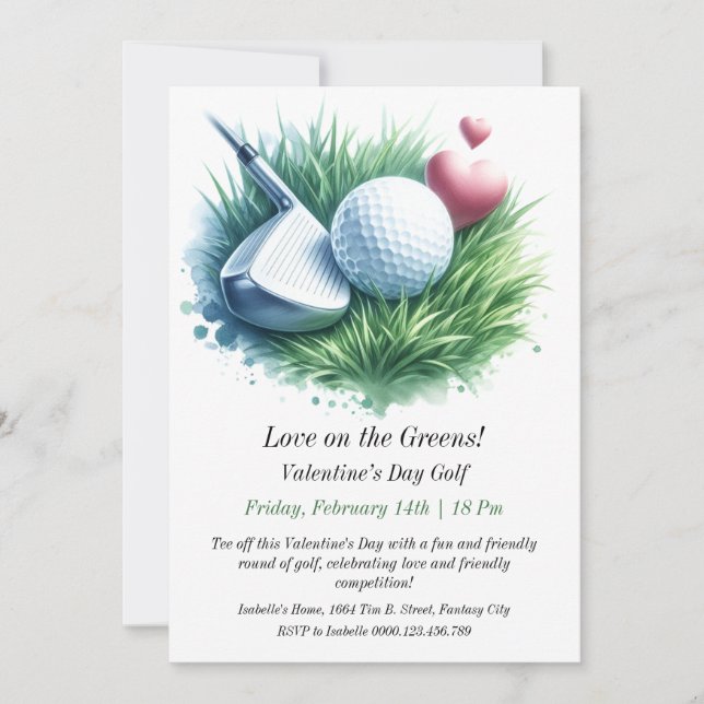 Customisable Valentine’s Day Golf invitation (Front)