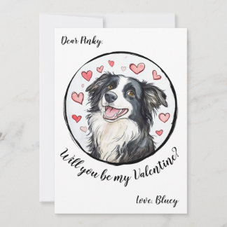 Customisable Valentine's Day card Border Collie