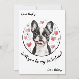 Customisable Valentine's Day card Boston Terrier