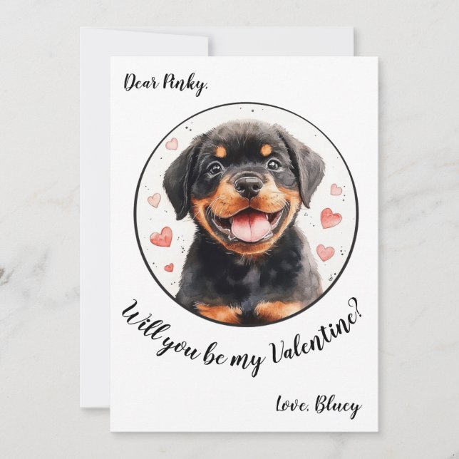 Customisable Valentine's Day card Rottweiler (Front)