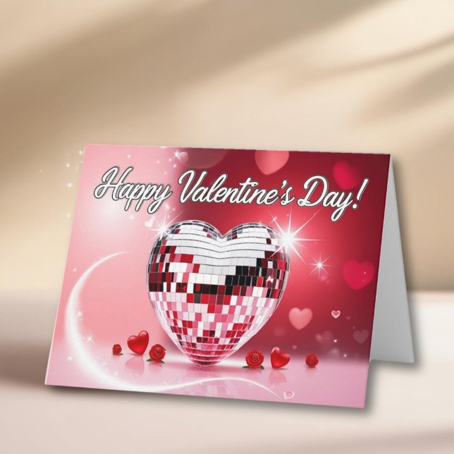 Customisable Valentine's Day Disco Ball Card (Customizable Valentine's Day Disco Ball Card)