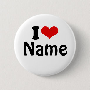 Customisable Valentines Day I love Heart Custom 6 Cm Round Badge